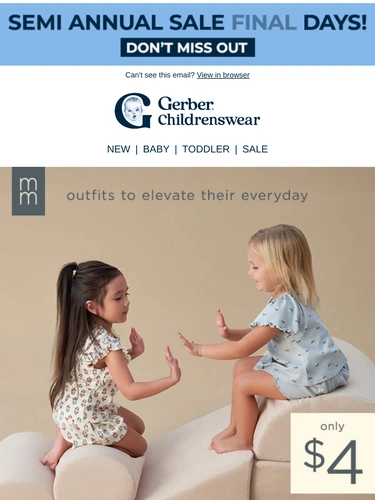 Gerber Childrenswear Sale Announcement