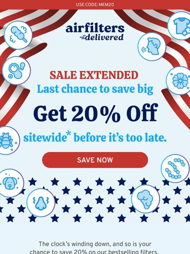 Air Filters Delivered Sale Announcement