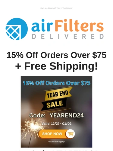 Air Filters Delivered Sale Announcement