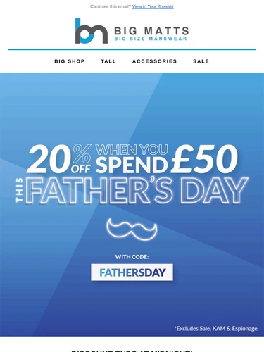 Big Matt's Menswear Sale Announcement