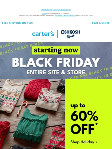 Carter's OshKosh Sale Announcement