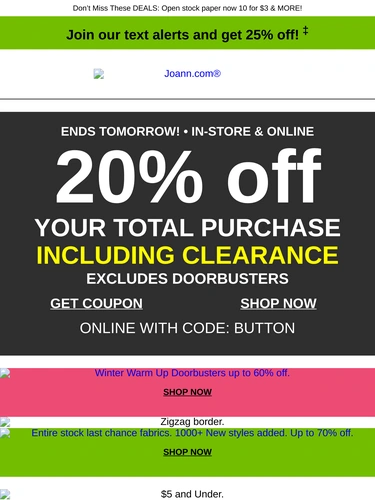 Joann Sale Announcement