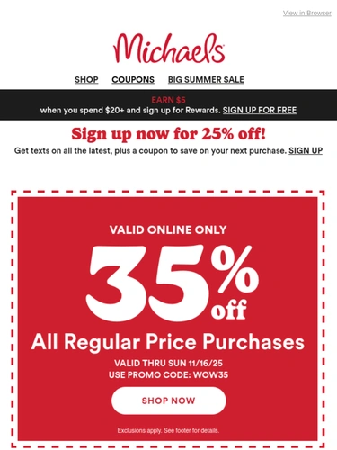 Michaels Sale Announcement