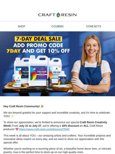 Craft Resin Sale Announcement