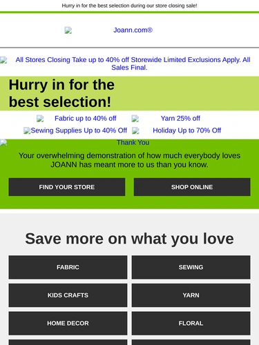 Joann Sale Announcement