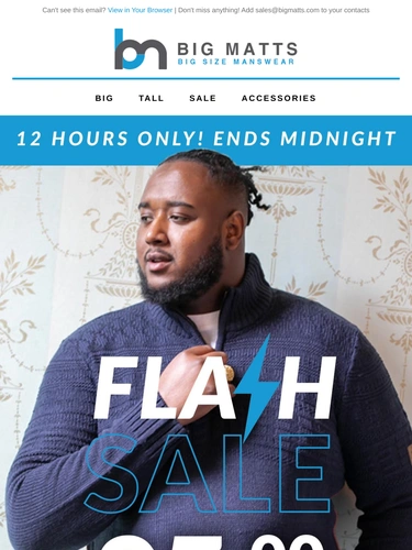 Big Matt's Menswear Sale Announcement
