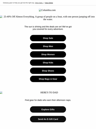 Columbia Sportswear Sale Announcement