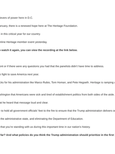 Heritage Foundation Event Invitation