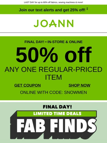 Joann Sale Announcement