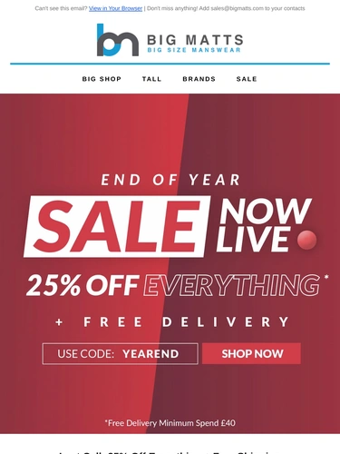 Big Matt's Menswear Sale Announcement