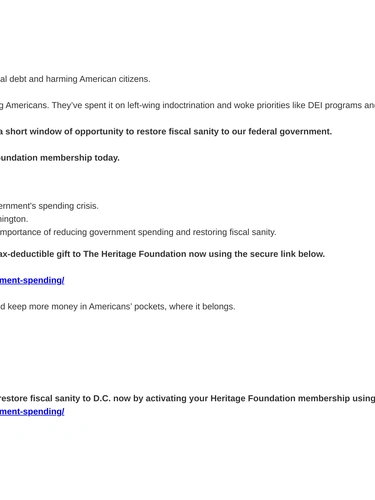 Heritage Foundation Newsletter