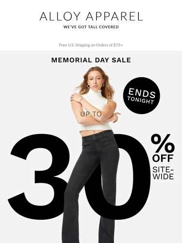 Alloy Apparel Sale Announcement