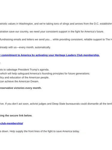 Heritage Foundation Loyalty Program