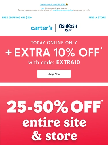 Carter's OshKosh Sale Announcement