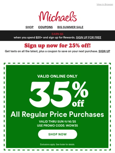 Michaels Sale Announcement
