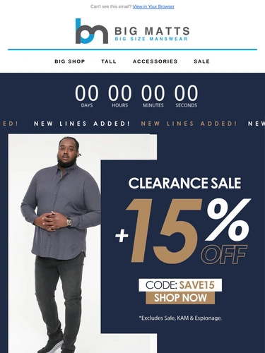 Big Matt's Menswear Sale Announcement