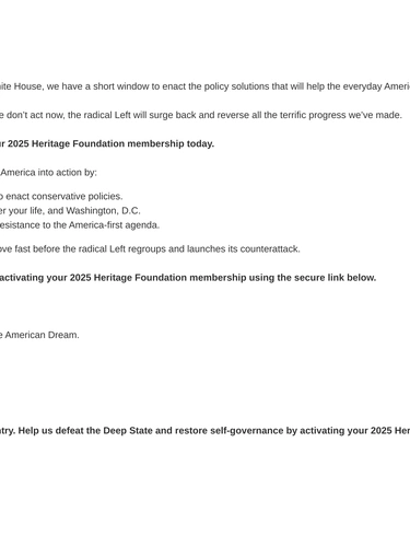 Heritage Foundation Newsletter
