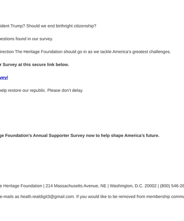 Heritage Foundation Customer Feedback