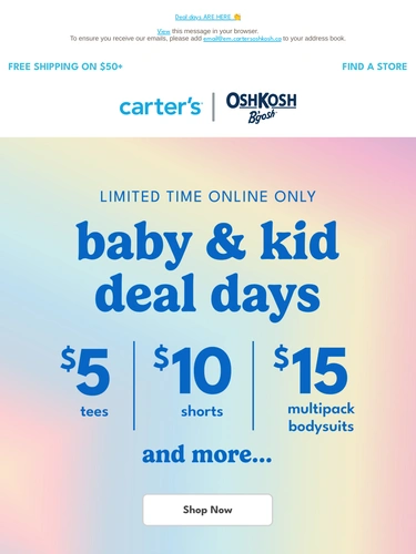 Carter's OshKosh Sale Announcement
