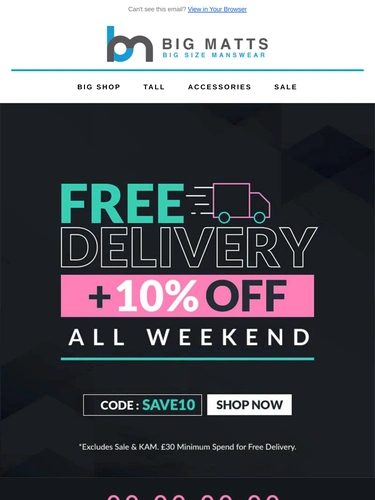 Big Matt's Menswear Sale Announcement