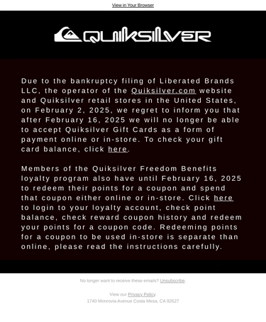Quiksilver Loyalty Program