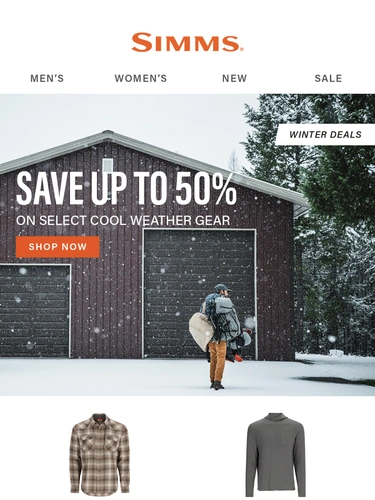 Simms Fishing Sale Announcement