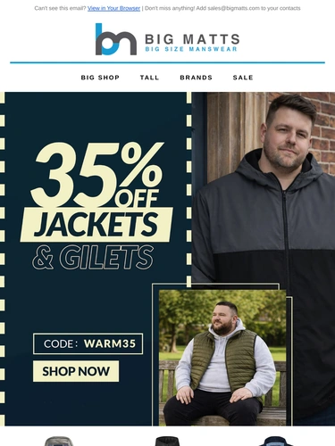 Big Matt's Menswear Sale Announcement
