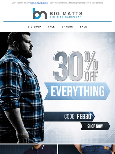 Big Matt's Menswear Sale Announcement