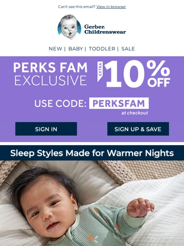 Gerber Childrenswear Sale Announcement