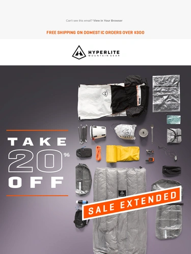 Hyperlite Mountain Gear Sale Announcement