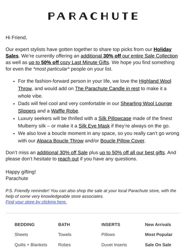 Parachute Home Sale Announcement