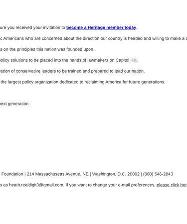 Heritage Foundation Event Invitation