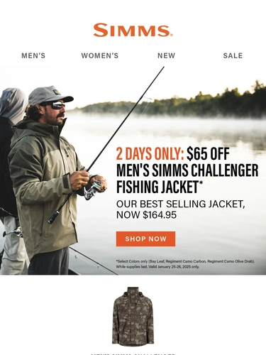 Simms Fishing Sale Announcement
