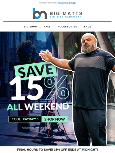 Big Matt's Menswear Sale Announcement