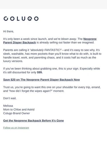Colugo Sale Announcement