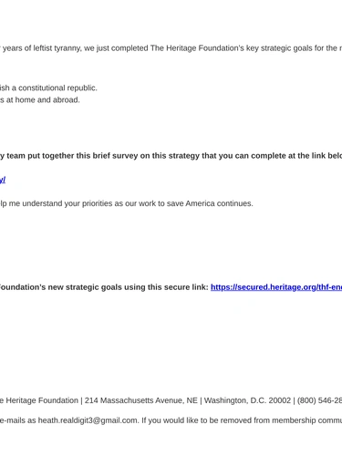 Heritage Foundation Customer Feedback