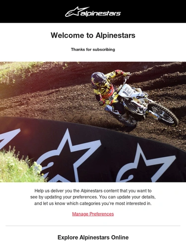 Alpinestars Subscription Confirmation