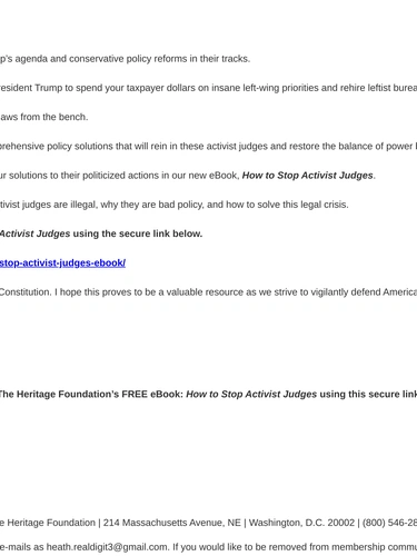 Heritage Foundation Newsletter
