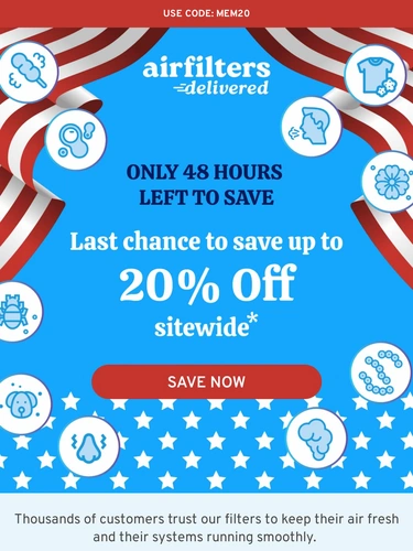 Air Filters Delivered Sale Announcement