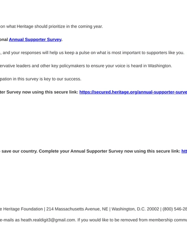 Heritage Foundation Customer Feedback