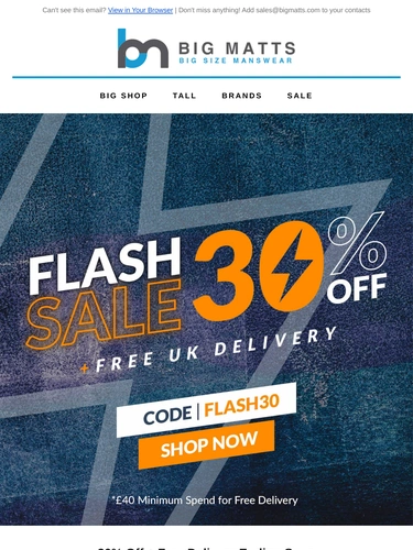 Big Matt's Menswear Sale Announcement