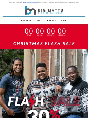 Big Matt's Menswear Sale Announcement
