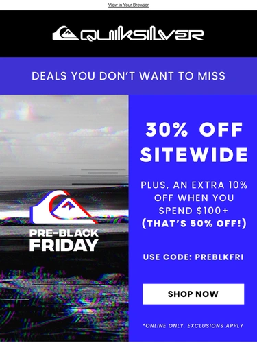 Quiksilver Sale Announcement