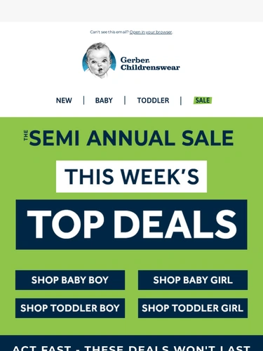 Gerber Childrenswear Sale Announcement