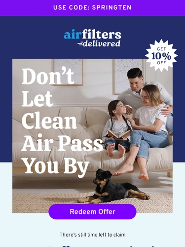 Air Filters Delivered Sale Announcement
