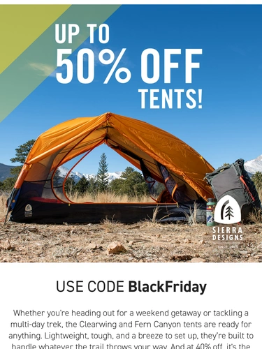 Sierra Designs Sale Announcement