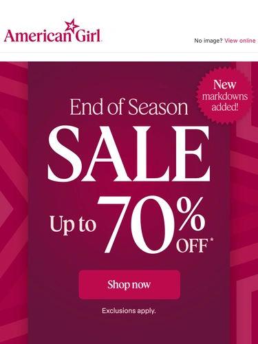 American Girl Sale Announcement