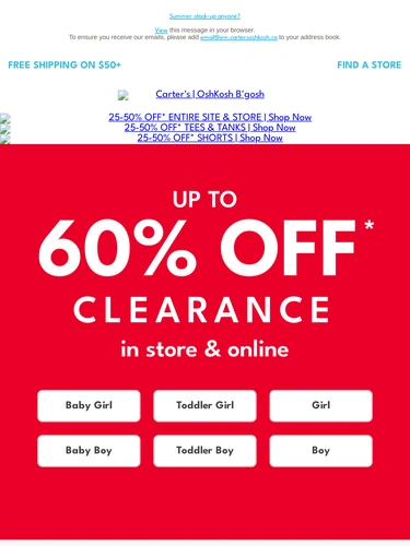 Carter's OshKosh Sale Announcement