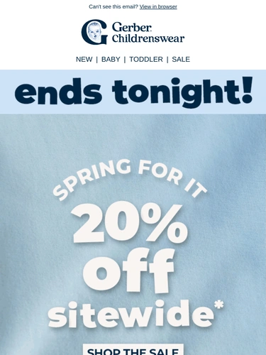 Gerber Childrenswear Sale Announcement