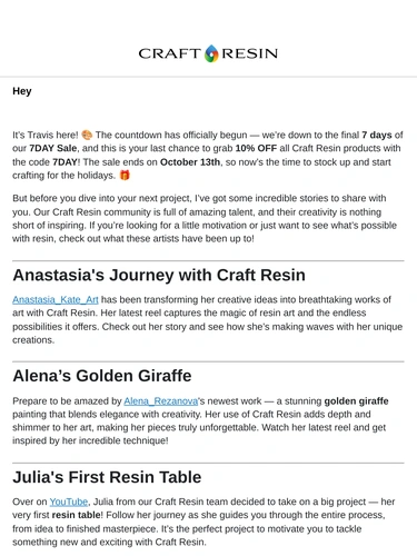 Craft Resin Sale Announcement